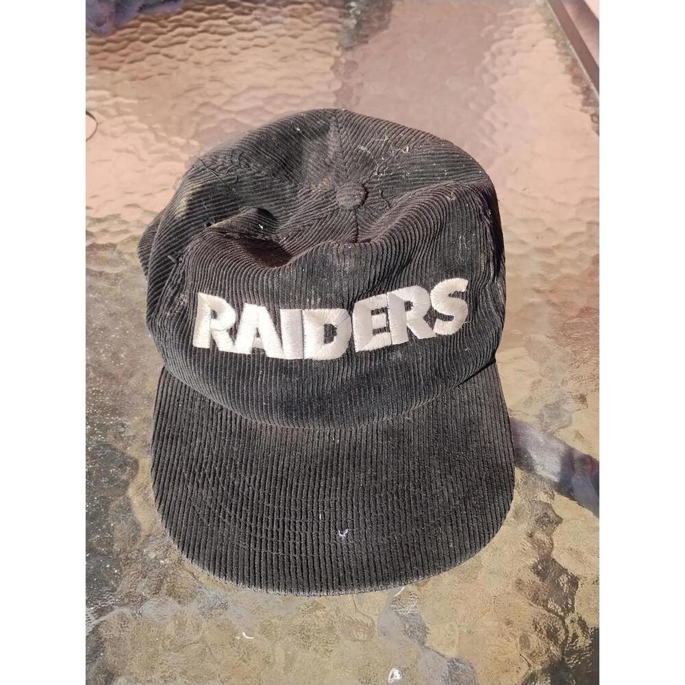 Vintage Raiders Starline Corduroy Silver Black Snapback Hat NFL Cap 80s